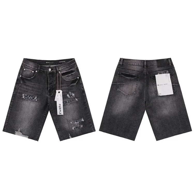 Splashed ink ripped casual denim shorts for men and women high street trousers image 12