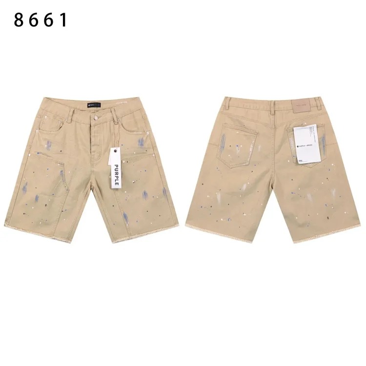 Splashed ink ripped casual denim shorts for men and women high street trousers image 2