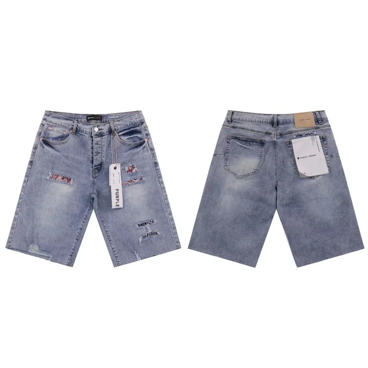 Splashed ink ripped casual denim shorts for men and women high street trousers image 5