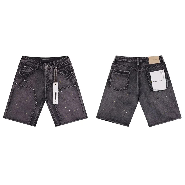 Splashed ink ripped casual denim shorts for men and women high street trousers image 7