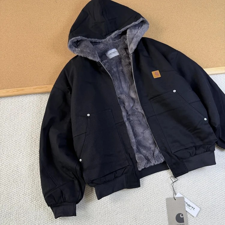 Hooded cotton jacket autumn and winter imitation mink fur marble thickened mountain carving jacket image 2