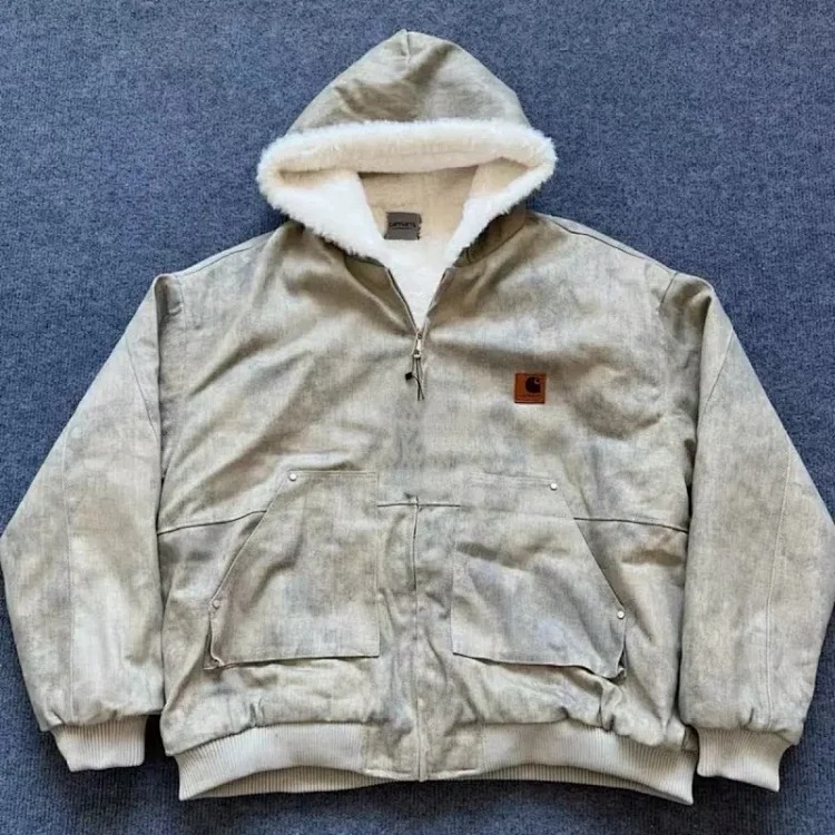 Hooded cotton jacket autumn and winter imitation mink fur marble thickened mountain carving jacket image 4