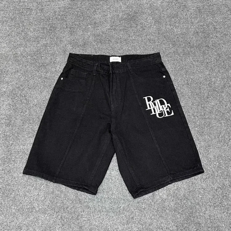 Embroidered denim shorts for men and women high street casual trousers rh image 2