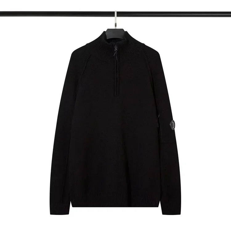 CP Lens Knitted Pullover Stand Collar Half-Zip Knitted Wool Sweater image 2