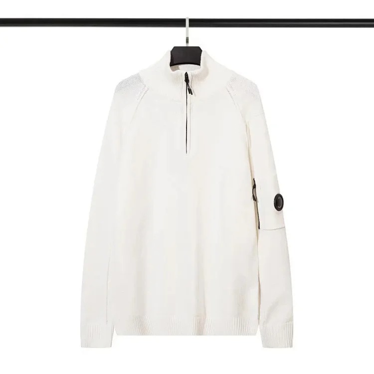 CP Lens Knitted Pullover Stand Collar Half-Zip Knitted Wool Sweater image 3