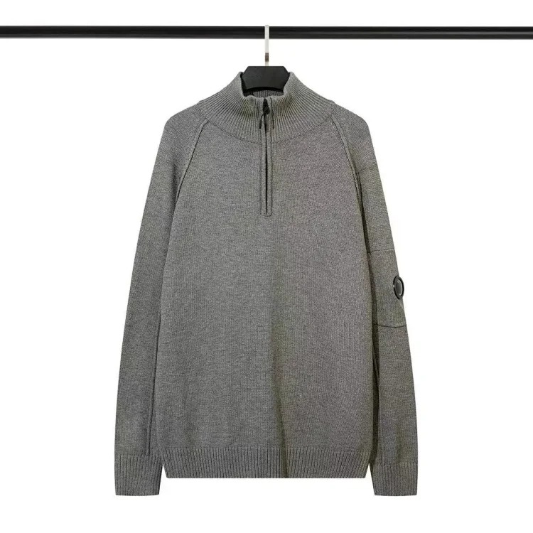 CP Lens Knitted Pullover Stand Collar Half-Zip Knitted Wool Sweater image 4