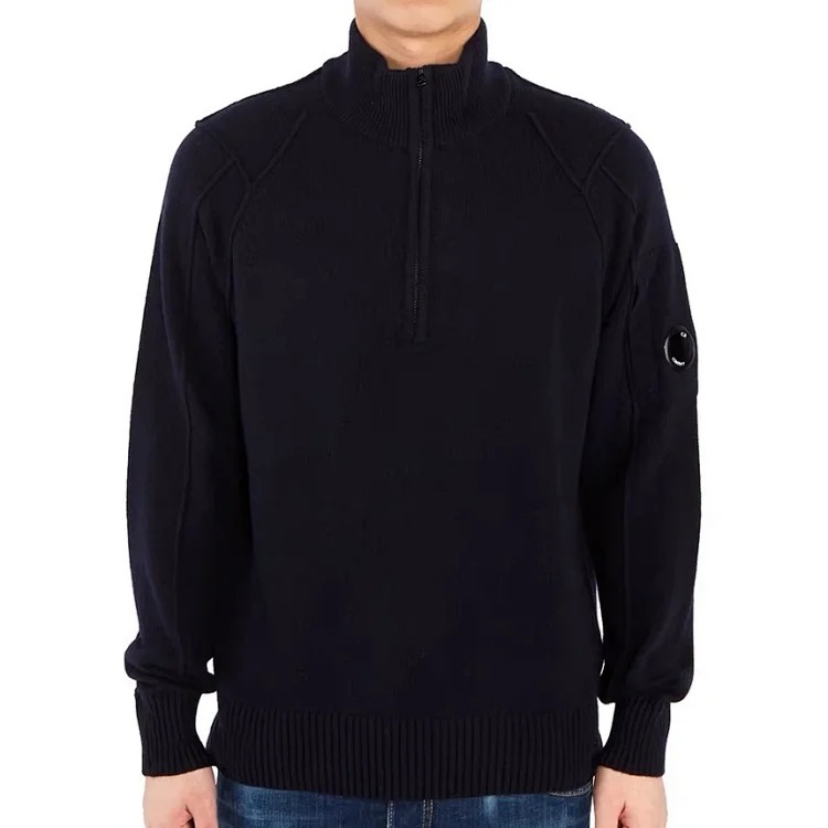 CP Lens Knitted Pullover Stand Collar Half-Zip Knitted Wool Sweater image 8