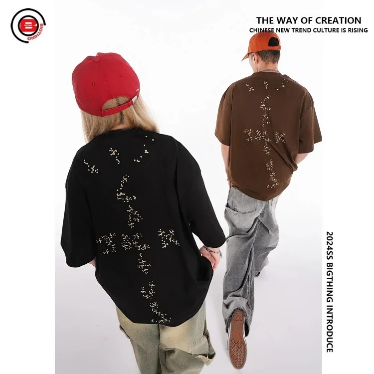 BIGTHING M font co-branded TS foam printed T-shirt TRAVIS SCOTT high street fashion brand loose short sleeves image 6