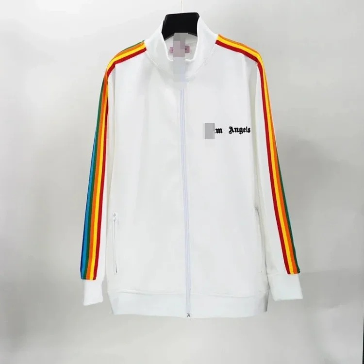Correct version of Palm Angel Striped Rainbow Pants Retro Casual Sports Jacket Set image 10