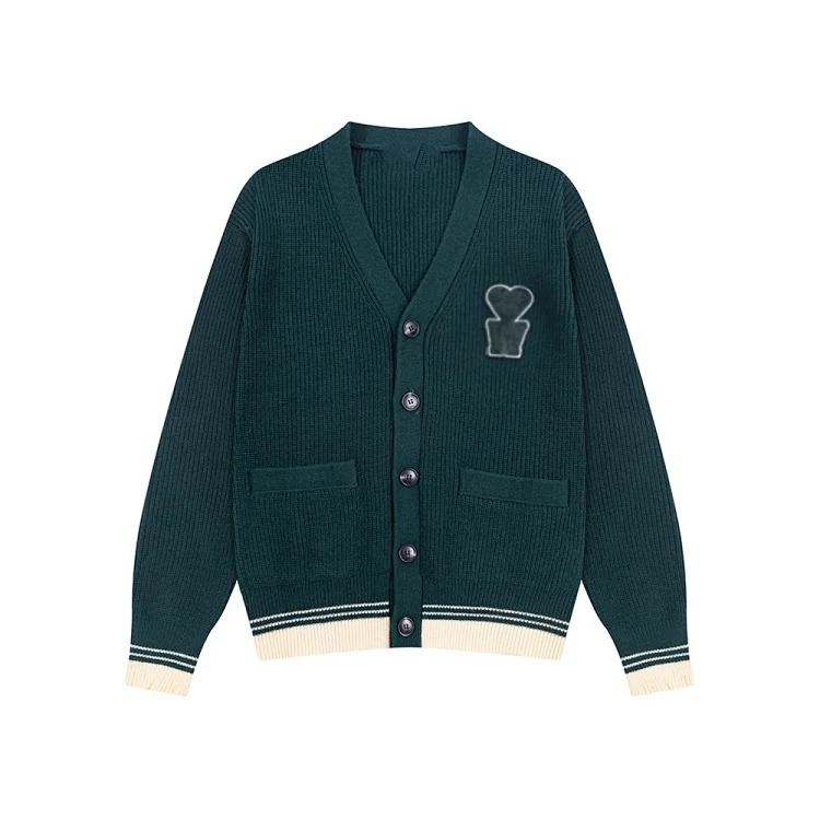 Love letters embroidered sweater jacket V-neck knitted cardigan same style for men and women image 2