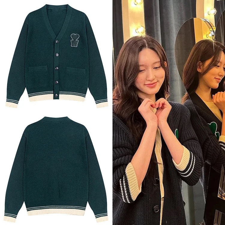 Love letters embroidered sweater jacket V-neck knitted cardigan same style for men and women image 5