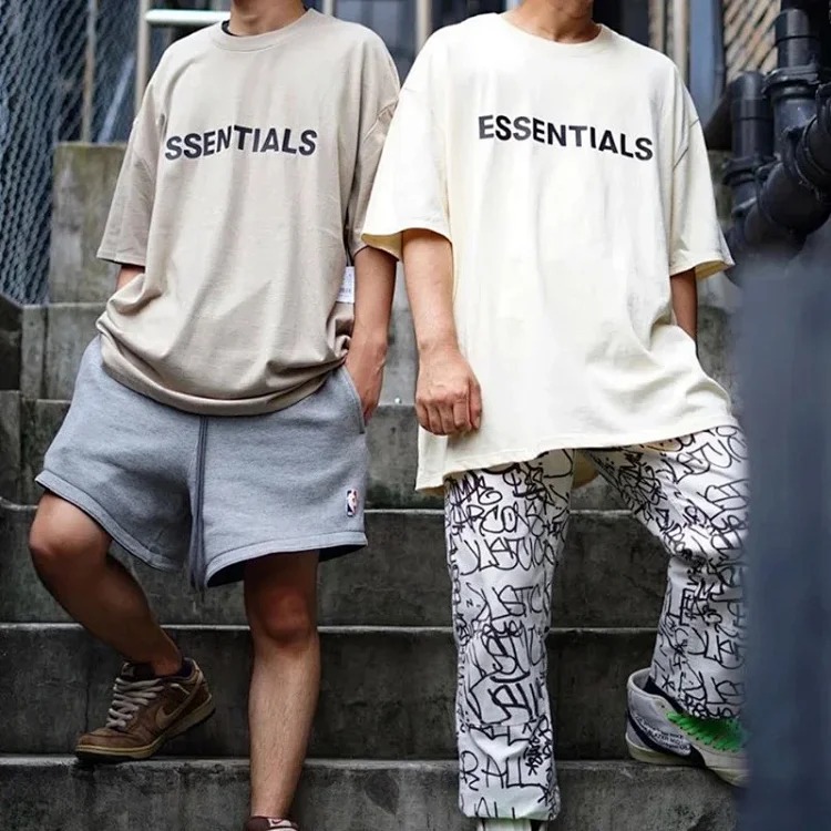 FEAR OF GOD FOG ESSENTIALS multi-line chest silicone letters loose high street short-sleeved T-shirt trendy image 14