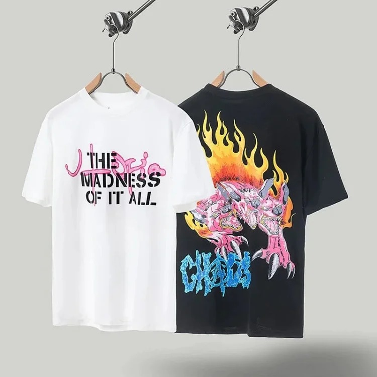 Travis Scott Cactus Jack x Utopia Utopia Joint Flame Dog Short Sleeve T-Shirt for Women