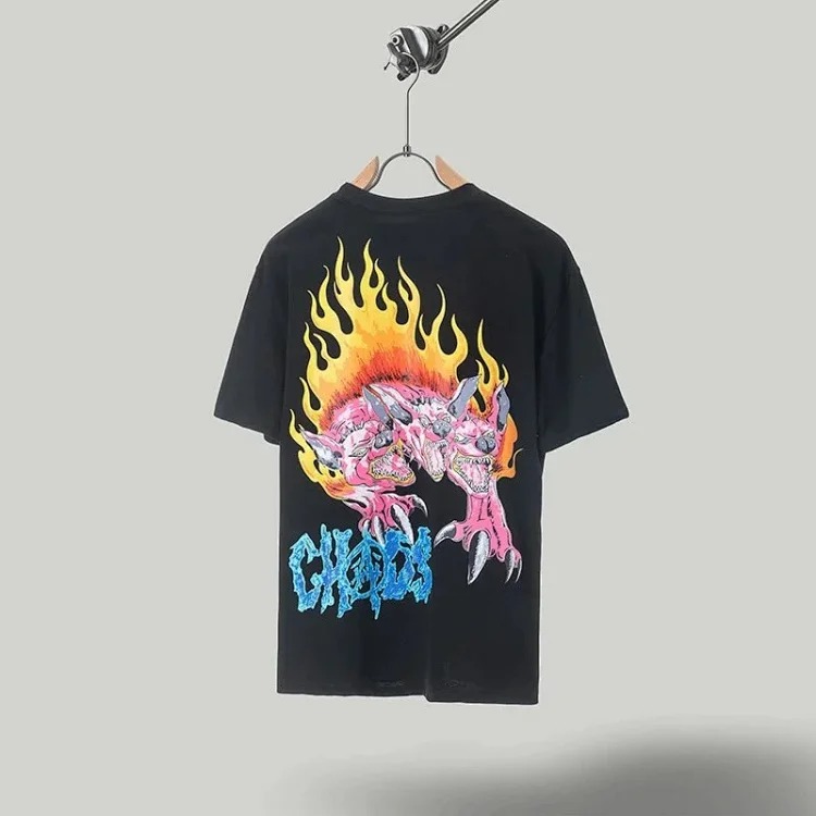 Travis Scott Cactus Jack x Utopia Utopia Joint Flame Dog Short Sleeve T-Shirt for Women image 4