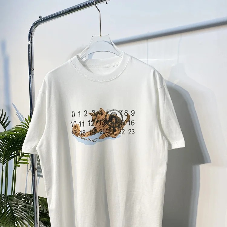 MM6 cat frosted print double yarn pure cotton short-sleeved T-shirt image 2
