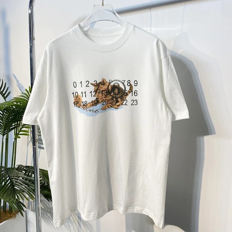 MM6 cat frosted print double yarn pure cotton short-sleeved T-shirt image 5