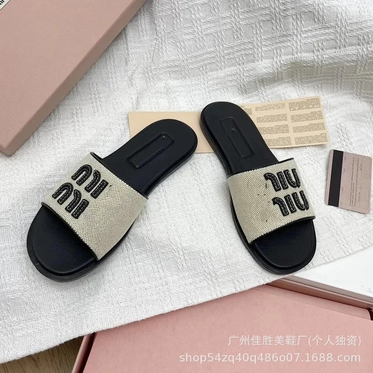 Miujia flat slippers women's French flat woven slippers image 6