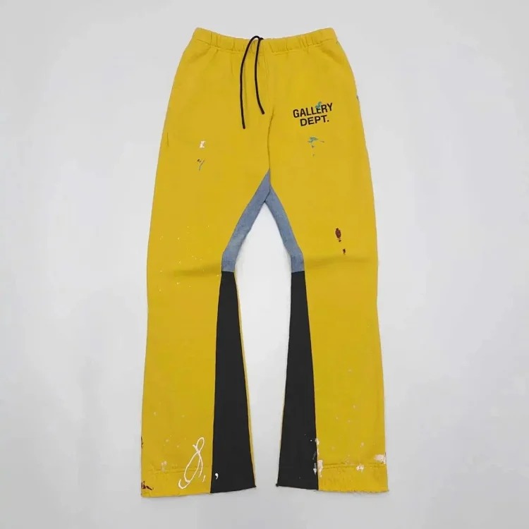 Dept. trousers legs are spliced ​​with multi-colored black letters and white waves image 2