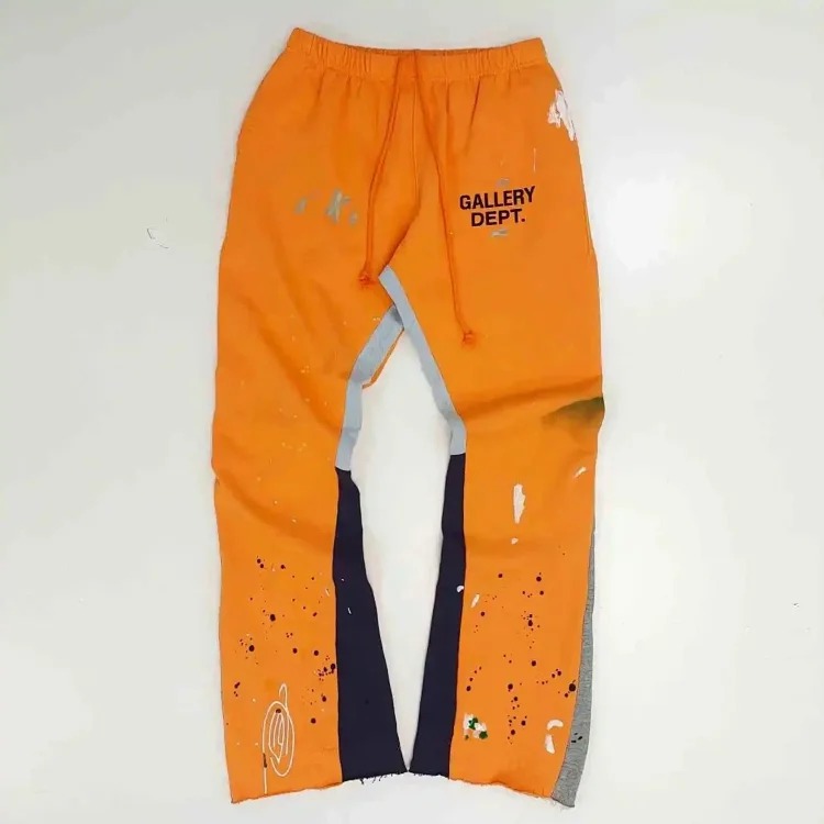 Dept. trousers legs are spliced ​​with multi-colored black letters and white waves image 3