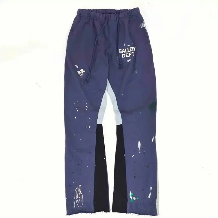 Dept. trousers legs are spliced ​​with multi-colored black letters and white waves image 4