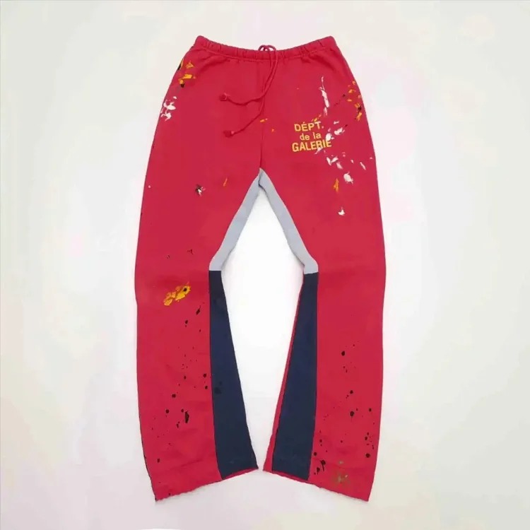 Dept. trousers legs are spliced ​​with multi-colored black letters and white waves image 5
