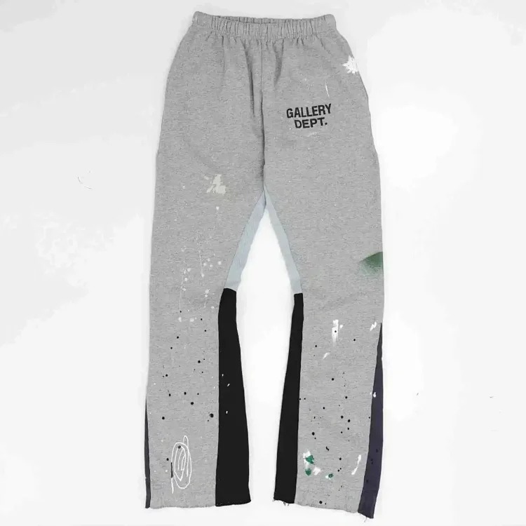 Dept. trousers legs are spliced ​​with multi-colored black letters and white waves image 7