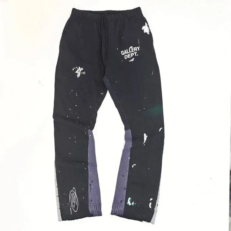 Dept. trousers legs are spliced ​​with multi-colored black letters and white waves image 8