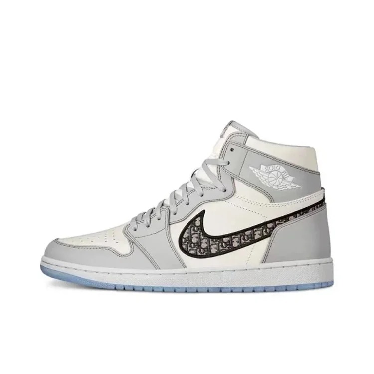 N*ike Dior joint Aj1DiorxAir Jordan1 Retro LowOG "Grey" AJ1 Jordan generation Dior and Jordan Brand couple model, same style for men and women, Nike high top and low top image 3