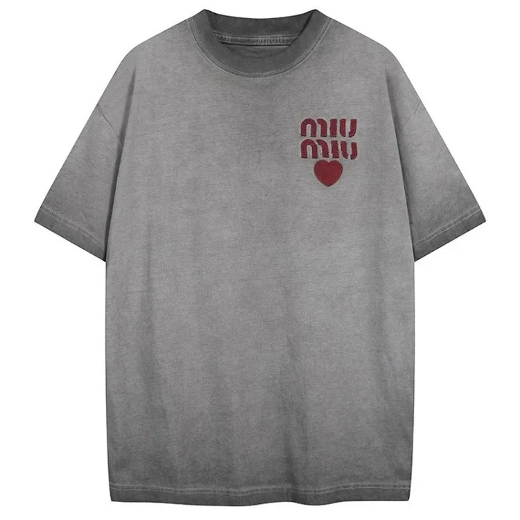 M family love letter short-sleeved men's and women's loose old retro T-shirt image 2