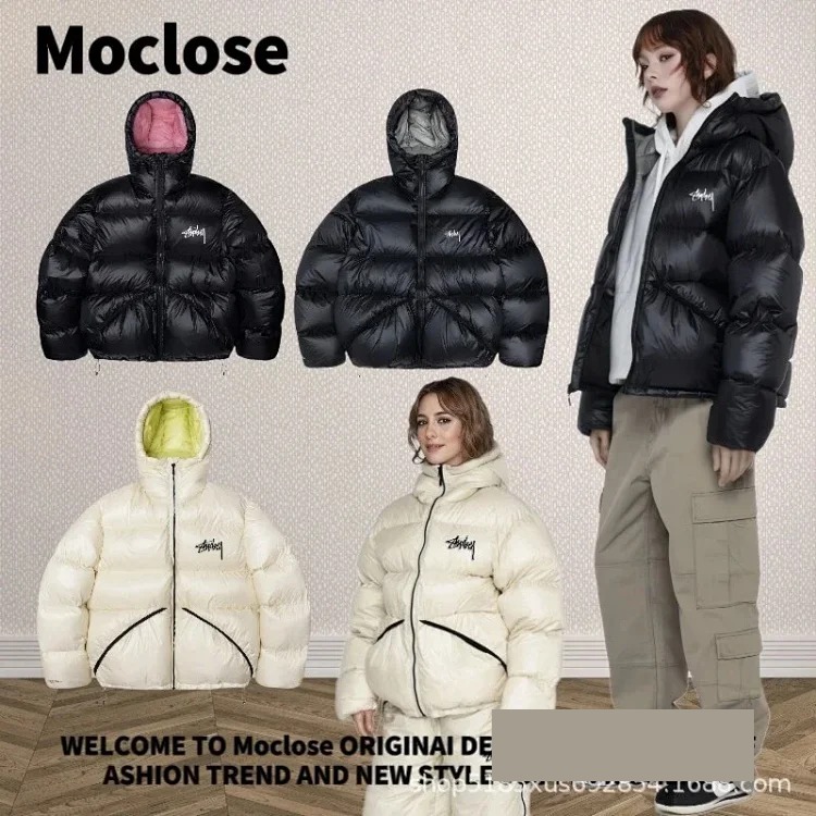Moclose American street style autumn and winter outdoor loose warm solid color men's and women's down puffer jackets couple jackets