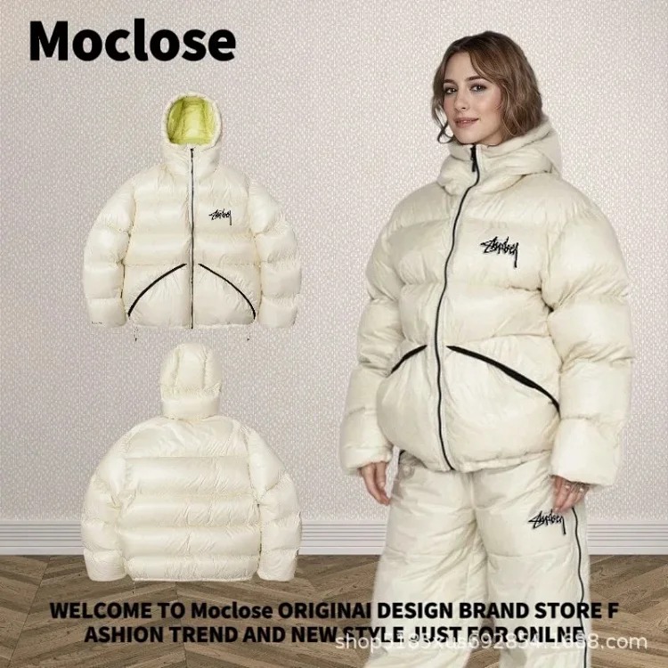 Moclose American street style autumn and winter outdoor loose warm solid color men's and women's down puffer jackets couple jackets image 5