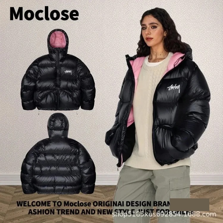 Moclose American street style autumn and winter outdoor loose warm solid color men's and women's down puffer jackets couple jackets image 7