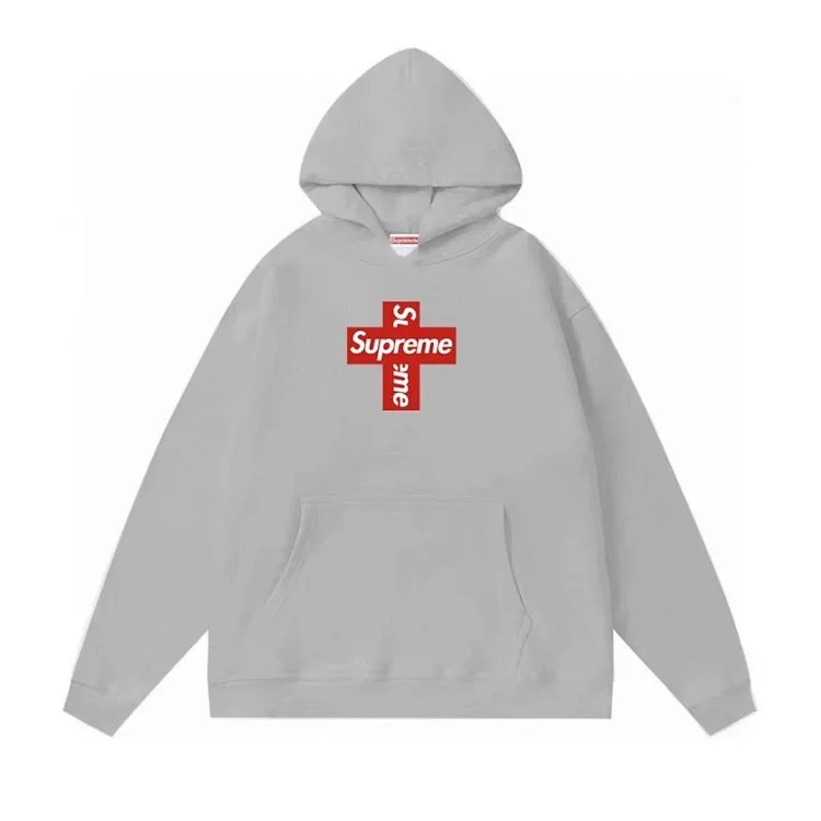 Supreme letter cross printed terry hooded sweatshirt high street Shawn Yue loose cross-border for men and women image 2
