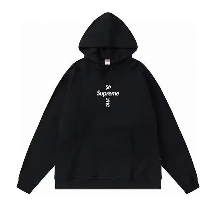 Supreme letter cross printed terry hooded sweatshirt high street Shawn Yue loose cross-border for men and women image 3