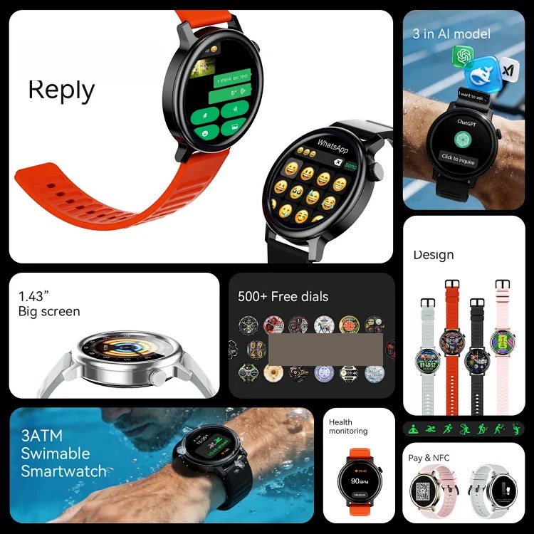 [Cross-border Hot Style] Large Screen Disc Smart Watch Bluetooth Call Health Monitoring Heart Rate WhatsApp Reply image 5