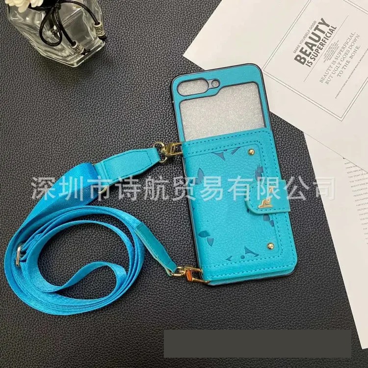 Trendy high-end applicable ihone17promax mobile phone case high leather coin purse crossbody anti-fall protective cover image 2
