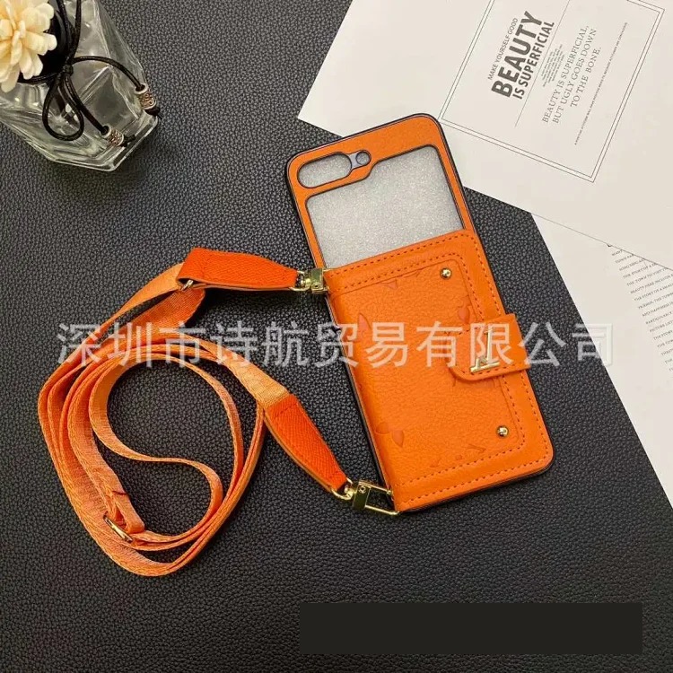 Trendy high-end applicable ihone17promax mobile phone case high leather coin purse crossbody anti-fall protective cover image 3
