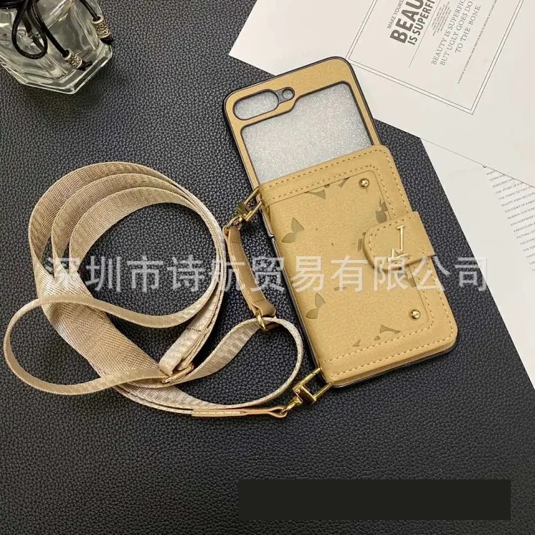 Trendy high-end applicable ihone17promax mobile phone case high leather coin purse crossbody anti-fall protective cover image 5