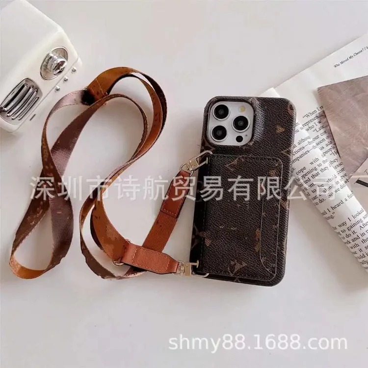 High-end sense suitable for ihone16promax mobile phone case crossbody card Apple protective case 14/13 anti-fall image 2