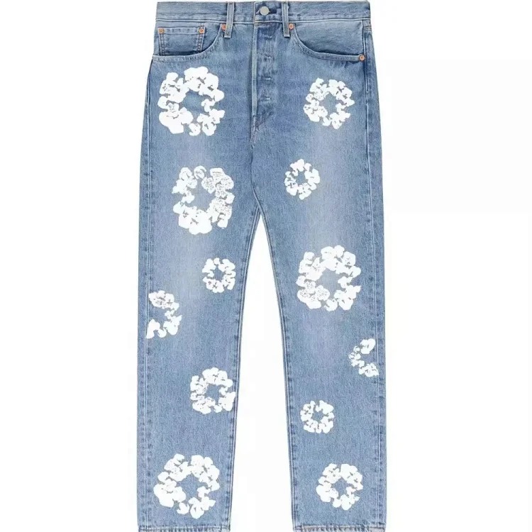 Cross-border e-commerce 2023 new trendy kapok pattern printed European and American fashion high street denim jackets for men and women image 11