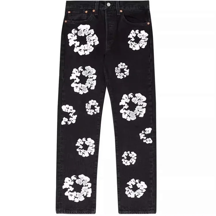 Cross-border e-commerce 2023 new trendy kapok pattern printed European and American fashion high street denim jackets for men and women image 9
