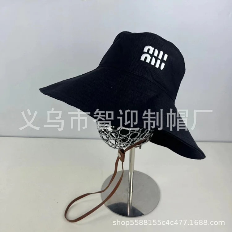 Miaojia Correct Version Embroidered Letters Large Brim Fisherman Hat Women's High Quality Big Brand Fashion Sun Hat Versatile Rope Hat image 2
