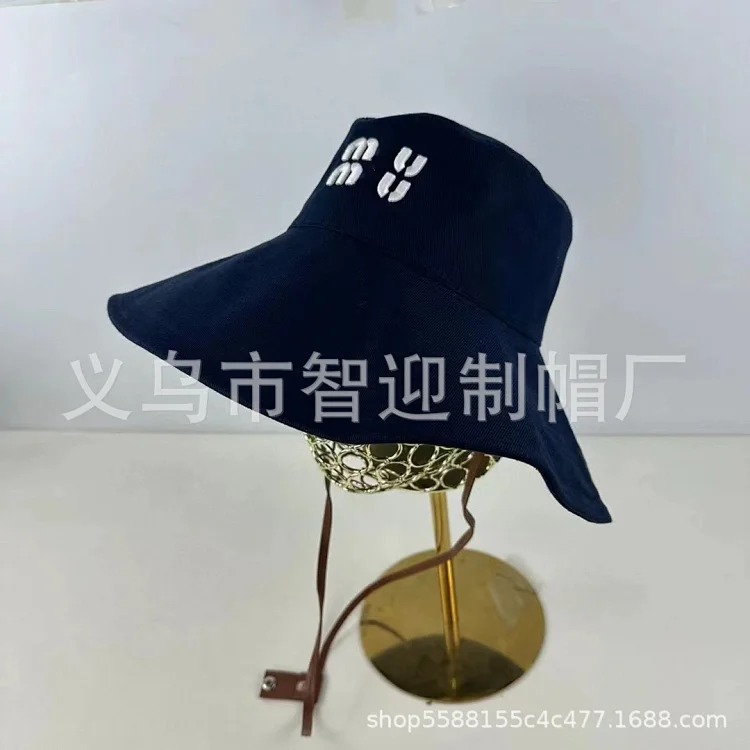 Miaojia Correct Version Embroidered Letters Large Brim Fisherman Hat Women's High Quality Big Brand Fashion Sun Hat Versatile Rope Hat image 4