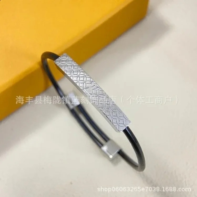 Classic European and American retro printed belt bracelet chain high quality men's leather rope presbyopia bracelet factory direct sale image 2