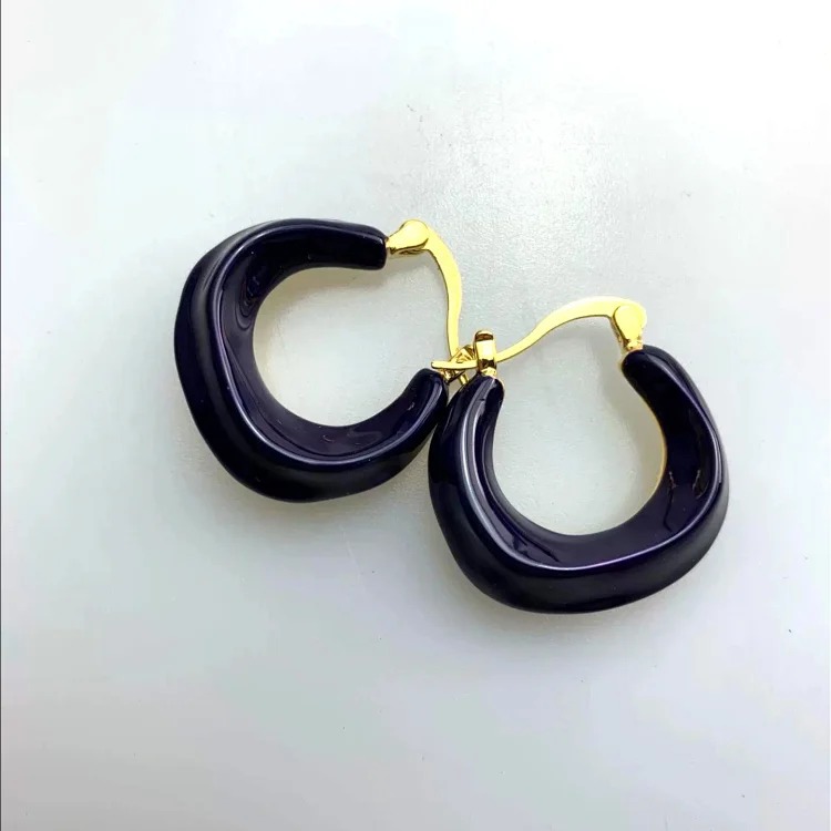 celi French colored tassel dripping oil enamel earrings light luxury versatile copper gold-plated small fragrance ins female ins style image 8