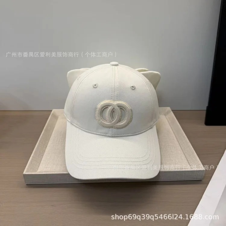 Ready stock baseball cap, double C embroidered soft top cap, women's sweet and cool style face-showing small sunshade anti-sun and tide hat image 5