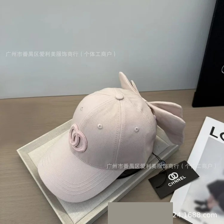 Ready stock baseball cap, double C embroidered soft top cap, women's sweet and cool style face-showing small sunshade anti-sun and tide hat image 6
