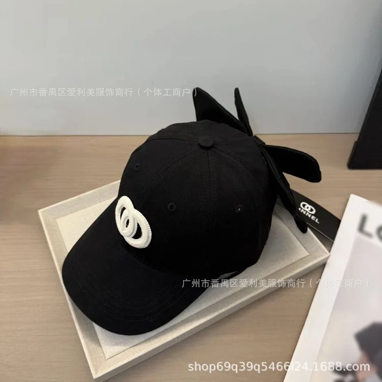 Ready stock baseball cap, double C embroidered soft top cap, women's sweet and cool style face-showing small sunshade anti-sun and tide hat image 7