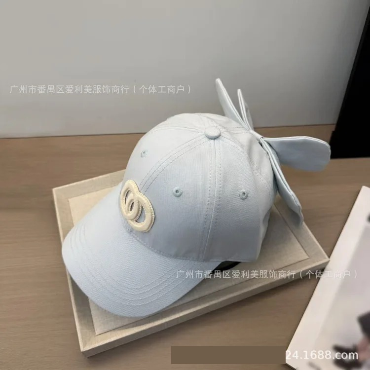 Ready stock baseball cap, double C embroidered soft top cap, women's sweet and cool style face-showing small sunshade anti-sun and tide hat image 8