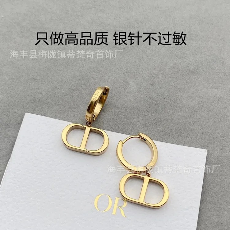 Dijia/Djia CD letter earrings pig nose 925 silver needle female European and American retro sweet material earrings earrings image 2